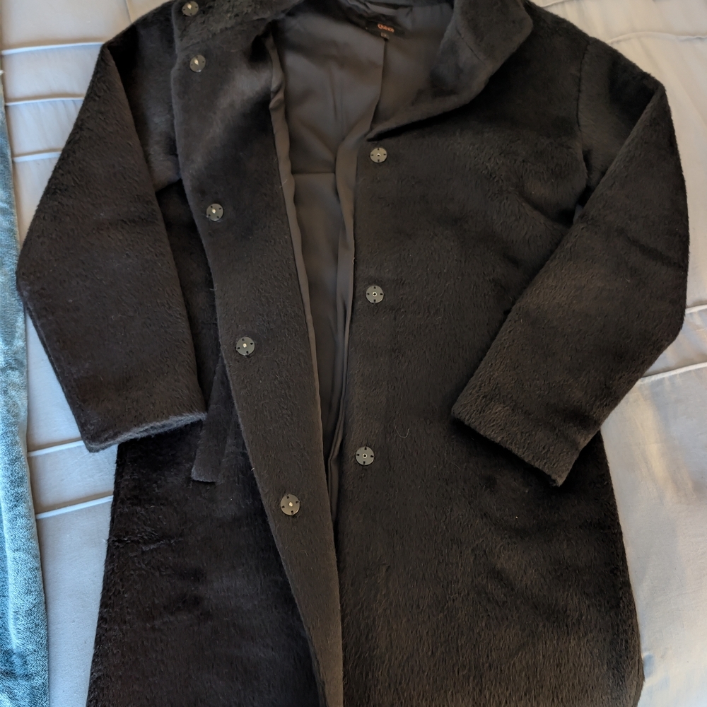 Quince 100% Baby Alpaca Stand Collar Coat Black Size Small Quiet Luxury - Picture 4 of 9